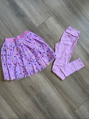 Girls' Lavender Star Tulle Skirt with Coordinating Lavender Leggings